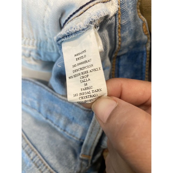 Redone 90s High Rise Ankle Crop REGAL DARK CRYSTRAL Wash Size 26 - Picture 7 of 7